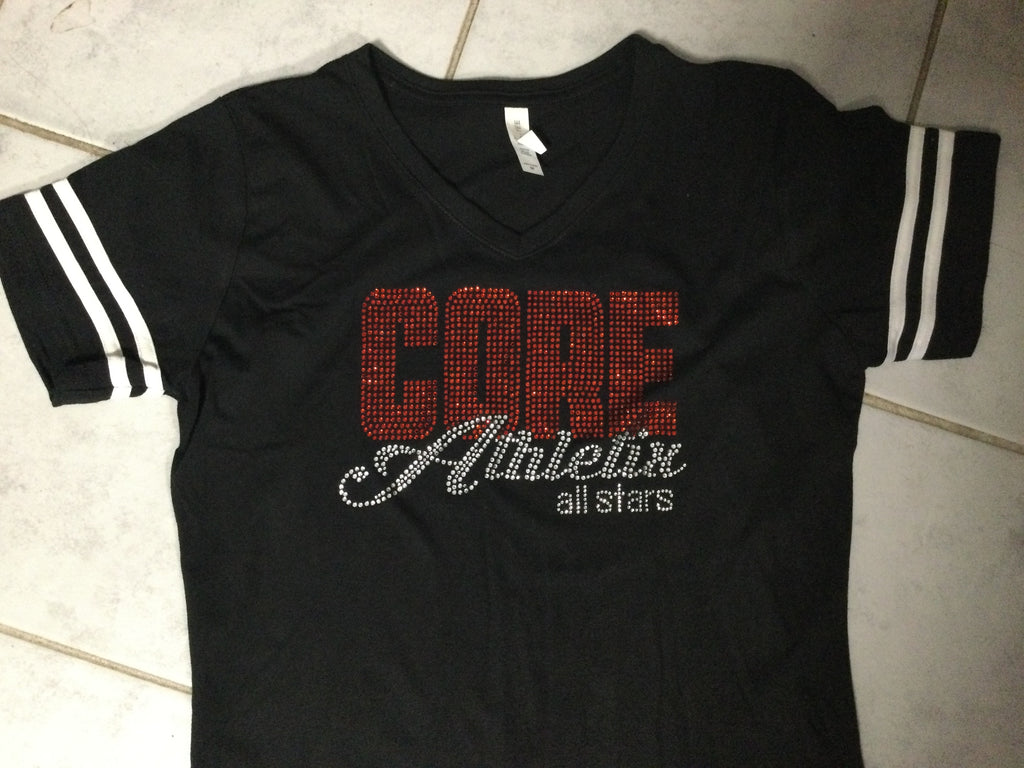 (ProShop 23)Bling V-Neck 2 stripe shirt